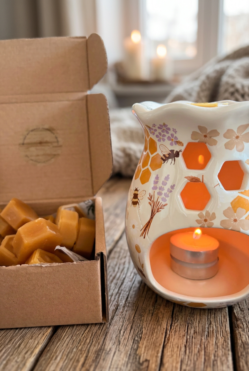 Pack cadeau 🎁 Douceur d’abeille – Diffuseur et 8 fondants à la cire d’abeille 100% pur