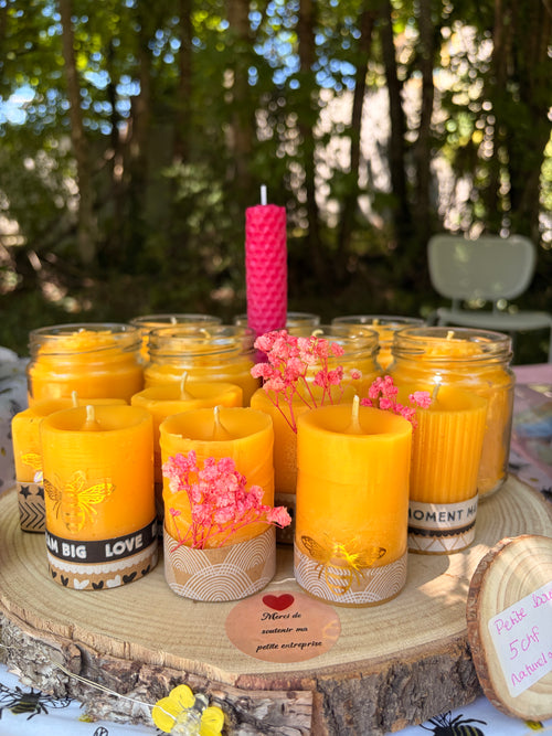 Bougie Cylindre Cire d'Abeille — Senteur Miel