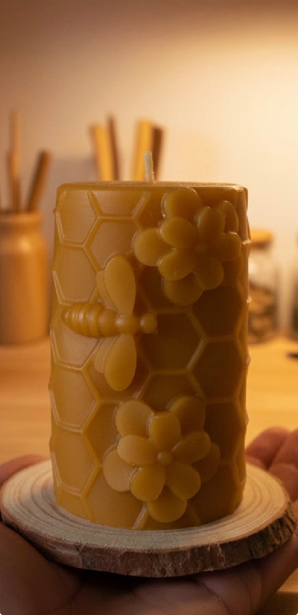 Bougie abeille 🐝 100% Cire d’abeille naturelle.