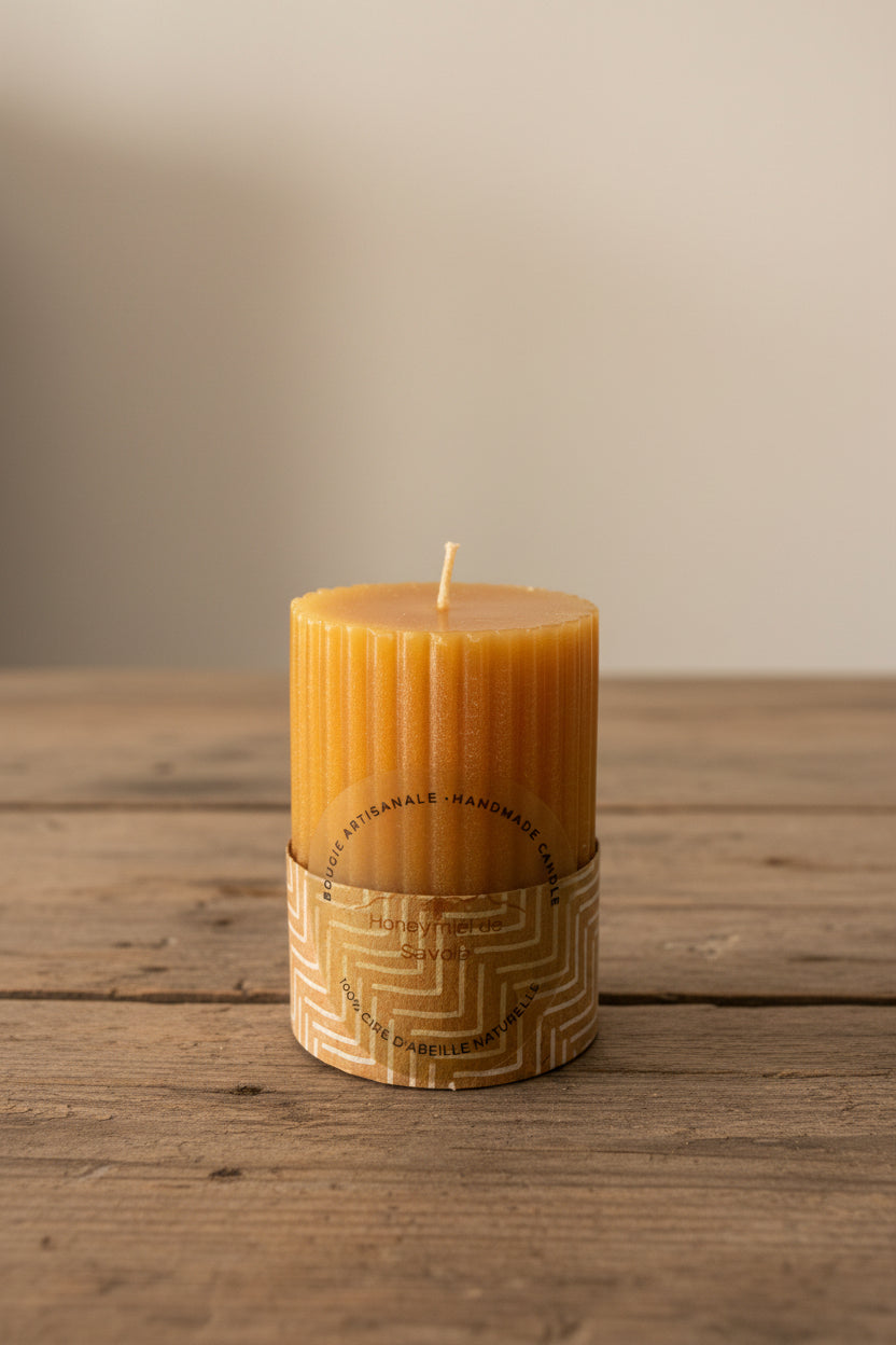 Bougie Cylindre Artisanale 100% Cire d'Abeille