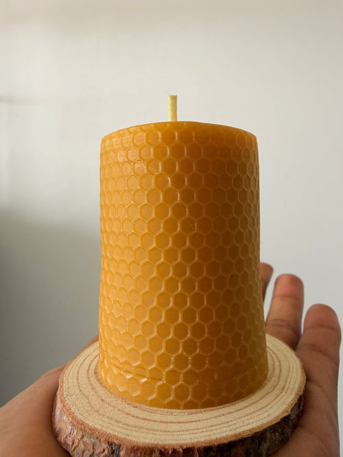Bougie cire d'abeille naturelle et pure fait main