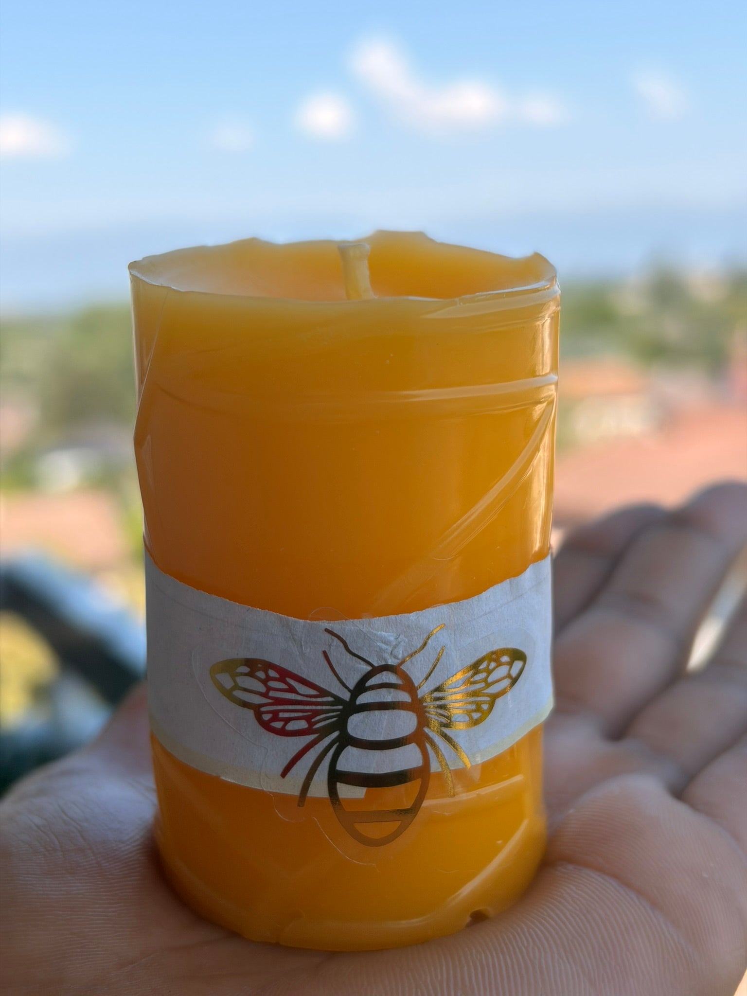 Bougie Cylindre Cire d'Abeille — Senteur Miel