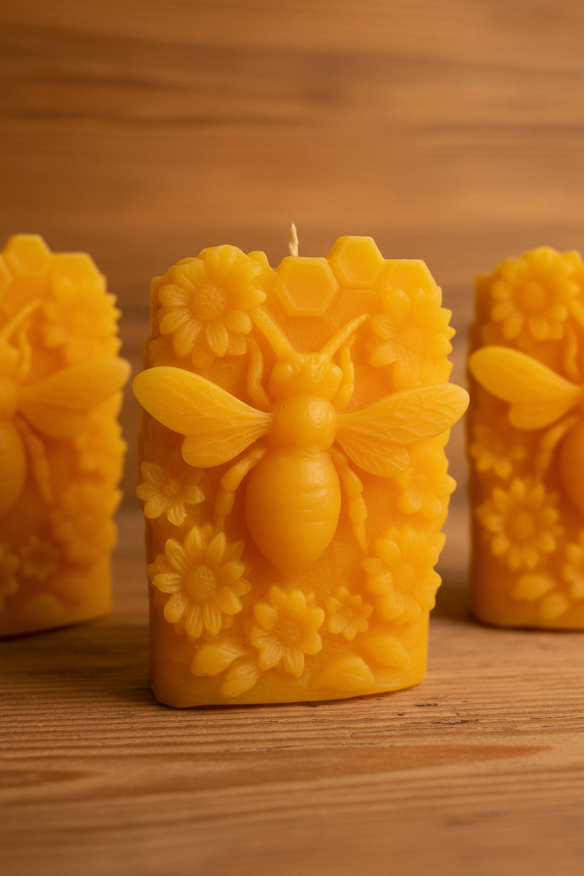 Coffret Bougie Abeille et fleur — Cire d'Abeille Naturelle