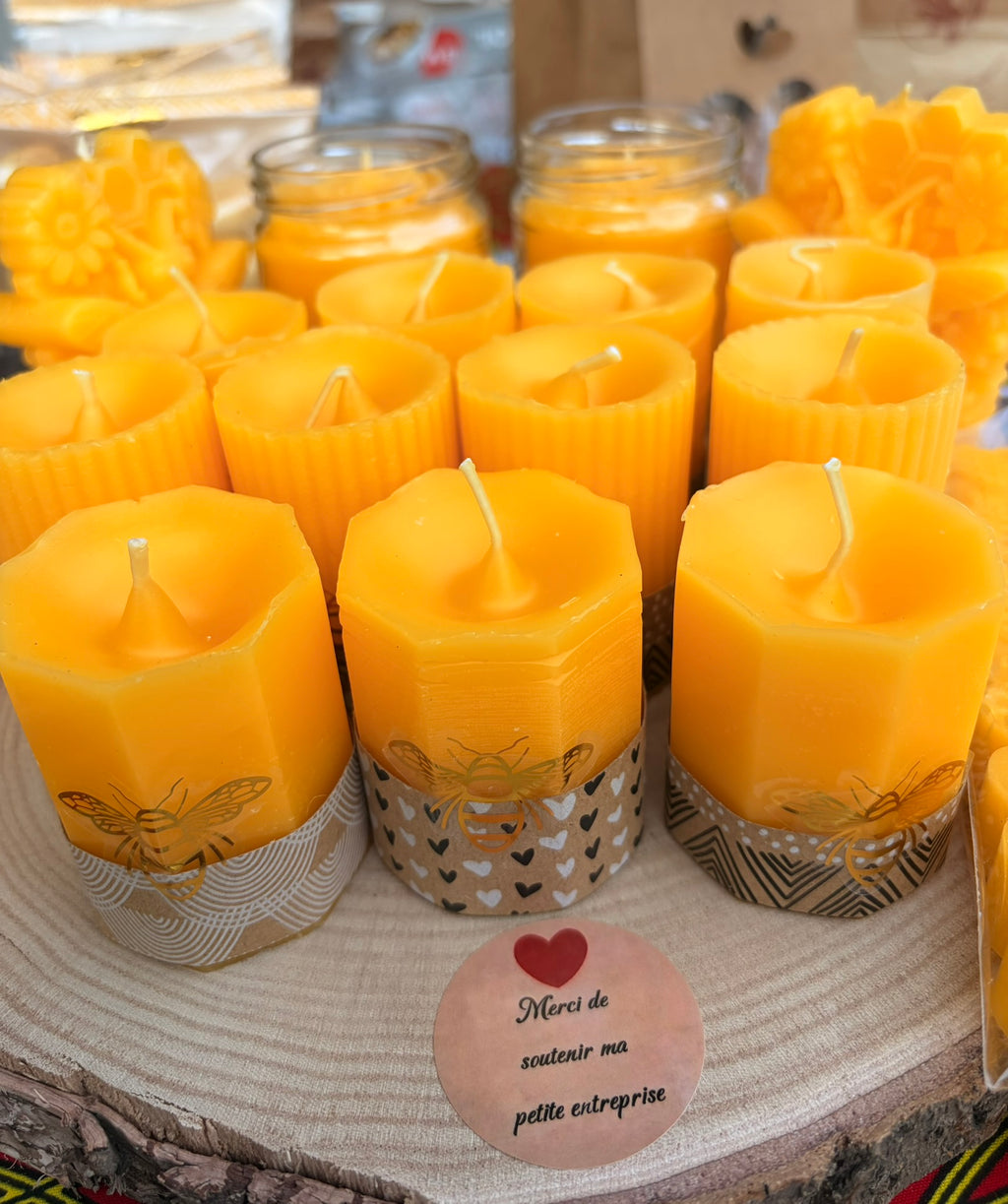 Bougie Cylindre Cire d'Abeille — Senteur Miel